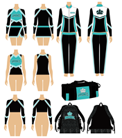 Accessoires de cheerleading : Pompons chauds, nœuds et sac à dos pour l'entraînement de cheerleading, survêtements et uniformes pour filles