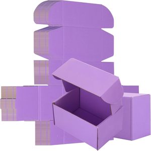Petites boîtes d'expédition violettes en <span class=keywords><strong>carton</strong></span> ondulé pour l'emballage, l'envoi postal, la documentation, les colis et les cadeaux pour petites entreprises - Product Image 1