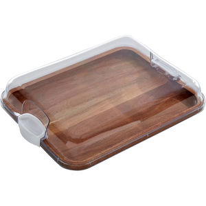 Tabla de Cortar de Acacia con Compartimentos Integrados y Tapa Transparente con Cierre y Asas, Tabla de Charcutería para Servir Alimentos - Product Image 4