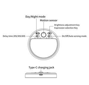 Lampes murales rondes à intensité variable avec visage souriant, expression changeable, détecteur de mouvement, sans fil, pour couloir, escalier - Product Image 6