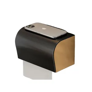 Dispensador de papel toalha de papel, caixa de papel de montar na parede para armazenamento de lenços de cozinha e banheiro, preto e dourado