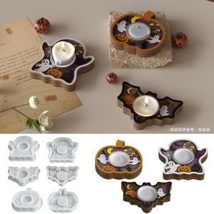Cimento De Gesso Halloween Pumpkin Candle Holder Silicone Mold Adequado para Ghost Bat Candle Cup Mold Decoração Para Casa - Product Image 1
