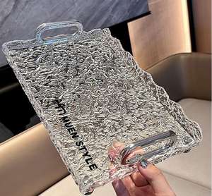 Plateau de service de nourriture en acrylique transparent ondulé personnalisé de conception classique plateau d'affichage rectangulaire transparent - Product Image 3