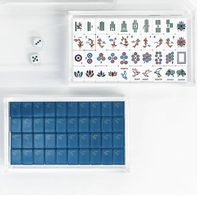 Blaues Amerikanisches Mahjong-Set, Elegante Acryl-Steine, Trendiges Urlaubsgeschenk für Frauen