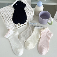 Chaussettes courtes d'été en dentelle coréenne, fines, à volants, douces et confortables pour femmes, vente en gros
