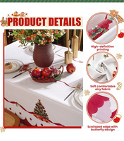 Nappe de table personnalisable en polyester de style européen, écologique, à imprimé floral, faite à la main, imperméable et résistante à l'huile, pour Noël
