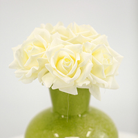 Bouquet de roses artificielles rouges et blanches en soie à bords roulés, toucher naturel, pour mariage, Saint-Valentin, remise de diplôme - Vente en gros
