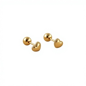Pendientes de Corazón con Baño de Oro de 18k, Diseño Bonito, Plata 925, Joyería Unisex para Uso Diario - Product Image 1