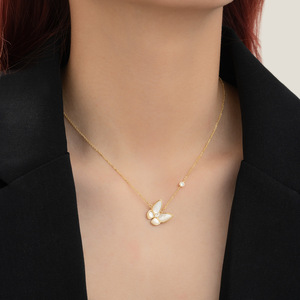 Butterfly Necklace Natural Seashell Gold Plated Pendant Chain For Women Everyday Wear Fine Jewelry - Product Image 2