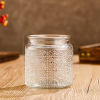 Bocaux de stockage d'aliments transparents de cuisine en verre hermétique rond Hotsale avec couvercle d'ambiance