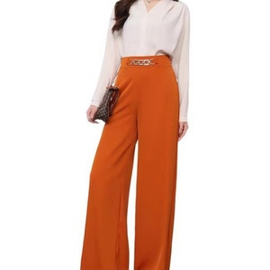 Pantalon décontracté pour femme, coupe ample, taille haute, couleur unie, fermeture élastique, confortable et élégant pour l'été - Taille XL - Product Image 4