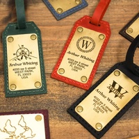 Etiquetas de Viaje Personalizadas de Cuero PU, Placa de Identificación Metálica, Etiqueta Metálica Grabada, Etiqueta de Equipaje de PU para Embarque y Revisión