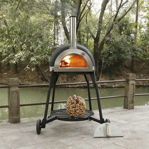 Beetle-style Outdoor Kitchen Pizza Oven - Portable Wood/Charcoal Stainless Steel High-Temp Pizza Oven &amp; <strong>BBQ</strong> - Product Image 2