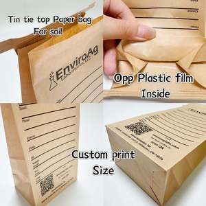 Custom logo Kraft Brown Paper Tin Tie <b>Bag</b> With Biodegradable Tin Tie Liner Soil Sample Envelopes - Product Image 6
