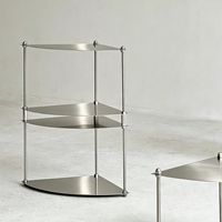 Étagère modulaire en acier inoxydable brossé minimaliste OEM, étagère d'angle en métal à plusieurs niveaux pour le salon, étagère de rangement