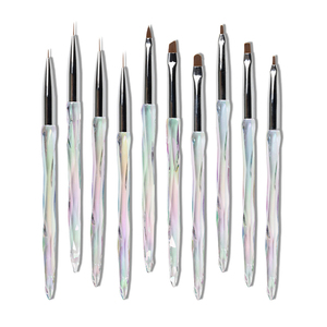 Ensemble de pinceaux de nail art en gel avec manche acrylique dégradé, pinceaux de peinture en nylon personnalisables avec logo - Product Image 4