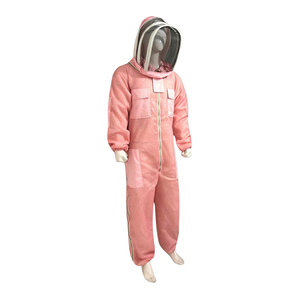 Combinaison de travail rose en polyester avec capuche, fermeture éclair intégrale, multiples poches, respirante, unisexe, vente en gros - Product Image 1