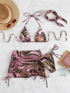 Prêt à expédier Sexy 2025 maillots <span class=keywords><strong>de</strong></span> <span class=keywords><strong>bain</strong></span> quatre pièces à impression numérique pour femmes avec <span class=keywords><strong>bandeau</strong></span> - Product Image 6