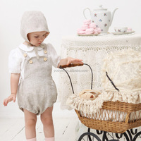Barboteuse Bébé Réversible 100% Lin Respirante Écologique pour Nouveau-né, Tenue de Fête Colorée pour Bébé