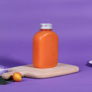 Botol plastik makanan hewan peliharaan portabel, botol jus buah labu datar 350ml, cincin tarik minuman teh susu cair layar tertutup - Product Image 1