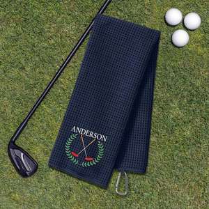 Serviette de golf personnalisée de qualité supérieure, monogrammée, en microfibre à motif gaufré, cadeau pour les enfants golfeurs - Product Image 1