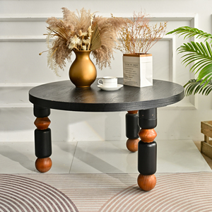 High Quality Farmhouse Indoor <b>Rustic</b> Round Black Wood <b>Coffee</b> <b>Table</b> Manufacturer - Product Image 3
