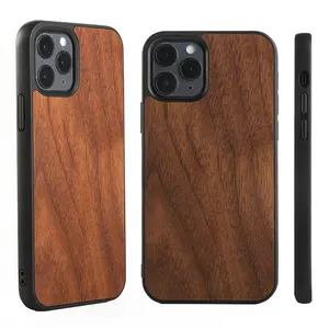 Populer Populer Berguna Natural Natural Bambu Oem Cherry Backwood Cover Penutup Kayu Tpu Phone Case untuk Apple iPhone 11 12 Pro max