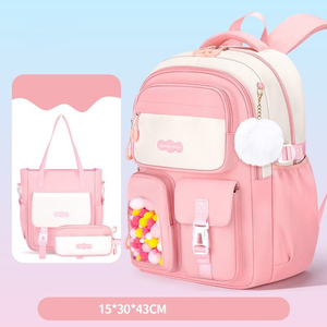 New Fashion and Simple Three-piece Schoolbag Students Large Capacity Portable Easy Storage <b>Waterproof</b> <b>Backpack</b> - Product Image 3
