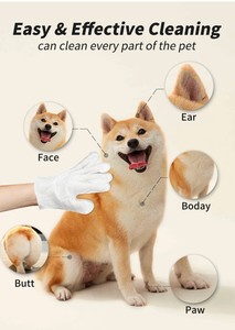 Gants <span class=keywords><strong>de</strong></span> toilettage jetables non tissés pour animaux <span class=keywords><strong>de</strong></span> compagnie, lingettes écologiques pour le <span class=keywords><strong>bain</strong></span> des chiens et des chats avec massage <span class=keywords><strong>de</strong></span> la peau - Product Image 4
