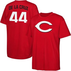 Maillot de baseball performant pour garçons, col rond, anti-humidité, Cincinnati pour Elly De La Cruz 44 Rouge - Product Image 1