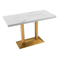 Ensemble de table à manger sur mesure, prix d'usine, plateau en marbre, base en acier massif, pour café, restaurant, restauration rapide, salon de thé