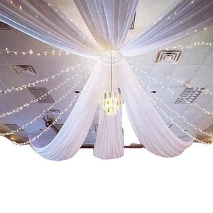 Blanc mariage événement décoration toile de fond plafond drapé tissu CEILIN rideaux pour fête et fenêtre utilisation - Product Image 1