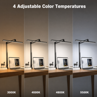 Lampe de bureau LED contemporaine en métal avec commande tactile et télécommande, anti-éblouissement, mémoire et minuterie pour l'étude, la chambre ou le bureau