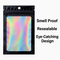 Sacs refermables holographiques personnalisés en plastique PET, pochettes en aluminium avec fenêtre transparente, emballage anti-odeur pour petits articles (pour gelée)