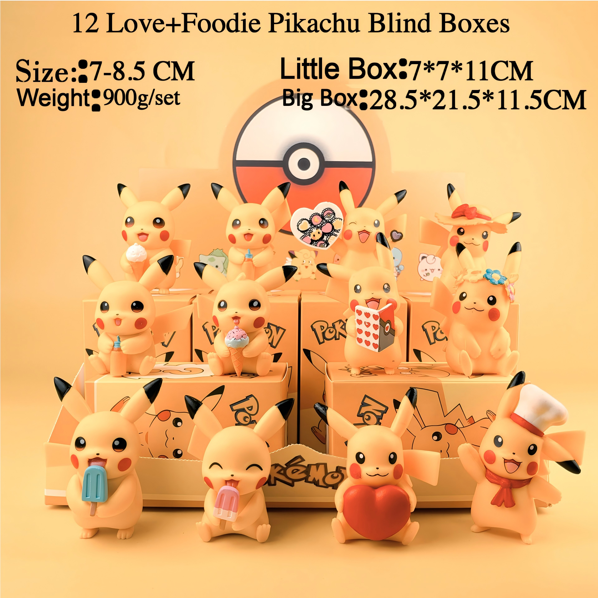 12 boîtes aveugles Love+Foodie Pikachu choisissent une au hasard