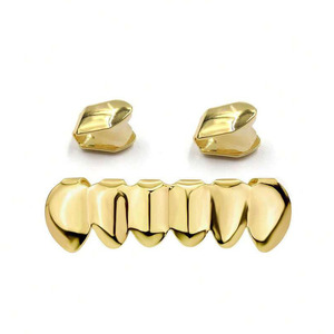 Grillz Dentales Dorados, Juego Completo para Dientes Frontales, Accesorio de Moda Unisex para Fiestas - Product Image 3