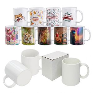 แก้วเคลือบสำหรับพิมพ์ลายแบบซับลิเมชั่น ขายส่ง แก้วกาแฟ ผู้ผลิตแก้วมุก ขายส่งแก้วซับลิเมชั่น 11 ออนซ์ แบบมินิมอล สีขาว เซรามิก พร้อมหูจับ - Product Image 5