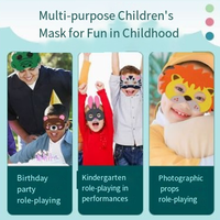 Masque pour les yeux en non-tissé T-1397 pour la Journée des enfants, motif animal de dessin animé (grenouille, tigre), accessoire de spectacle pour la maternelle