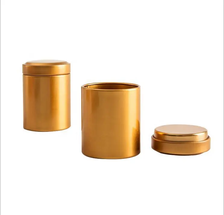 カスタマイズされた10g小さな小さな空の豪華な気密ゴールドティーブリキ印刷アンティークラウンドコーヒー缶ティーティンボックスパッキング