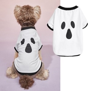 T-shirts pour chiens Halloween en coton, imprimé dessin animé squelette citrouille fantôme Frankenstein, vêtements pour animaux de compagnie pour petits chiens, costume d'automne - Product Image 5