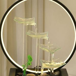 Fontaine d'eau décorative Feng Shui avec roue d'eau lumineuse, idéale pour le bureau, les cadeaux d'affaires et les cadeaux de déménagement/inauguration de maison. - Product Image 3