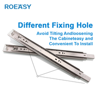 ROEASY-Glissière de tiroir à 3 rallonges, de qualité supérieure, de 45mm, roulement à billes à rebond noir