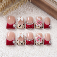 ODM OEM Faux ongles à presser en acrylique faits main, à double rail, courbés 3D PMMA, courts, forme bec de canard, couvrance totale, marque personnalisée, 10 pièces