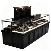 Moderne Luxus-Glasvitrine mit LED-Beleuchtung, Robuster Edelstahl-Schmucktresen für Uhren- und Juweliergeschäfte