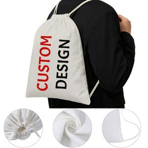 Custom Design Cotton Bags Lightweight Gym Sports Drawstring Bag for Outdoors Travel - Product Image 2