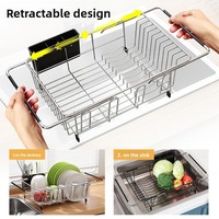 Égouttoir à vaisselle métallique extensible sur pied, personnalisé en usine, style nordique, pour rangement de cuisine (bols, assiettes, tasses, baguettes, fourchettes)