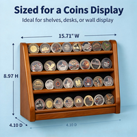 Présentoir à pièces de monnaie en bois à 3 niveaux, support de rangement pour médailles de collection, étagère de présentation réglable pour collection