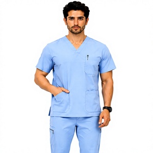 Ensemble de blouses médicales pour hommes, 2 pièces, respirant, extensible, durable et confortable, pour médecins, infirmiers et personnel hospitalier. - Product Image 1