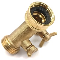 Distributeur de tuyau d'arrosage 2 voies en laiton robuste avec vannes faciles à ouvrir, raccord en Y pour robinet extérieur