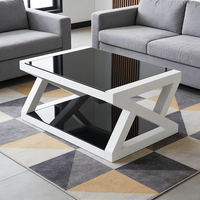 Table basse moderne et simple, meuble TV - Verre trempé noir, hauteur réglable, structure en acier inoxydable, meubles de salon